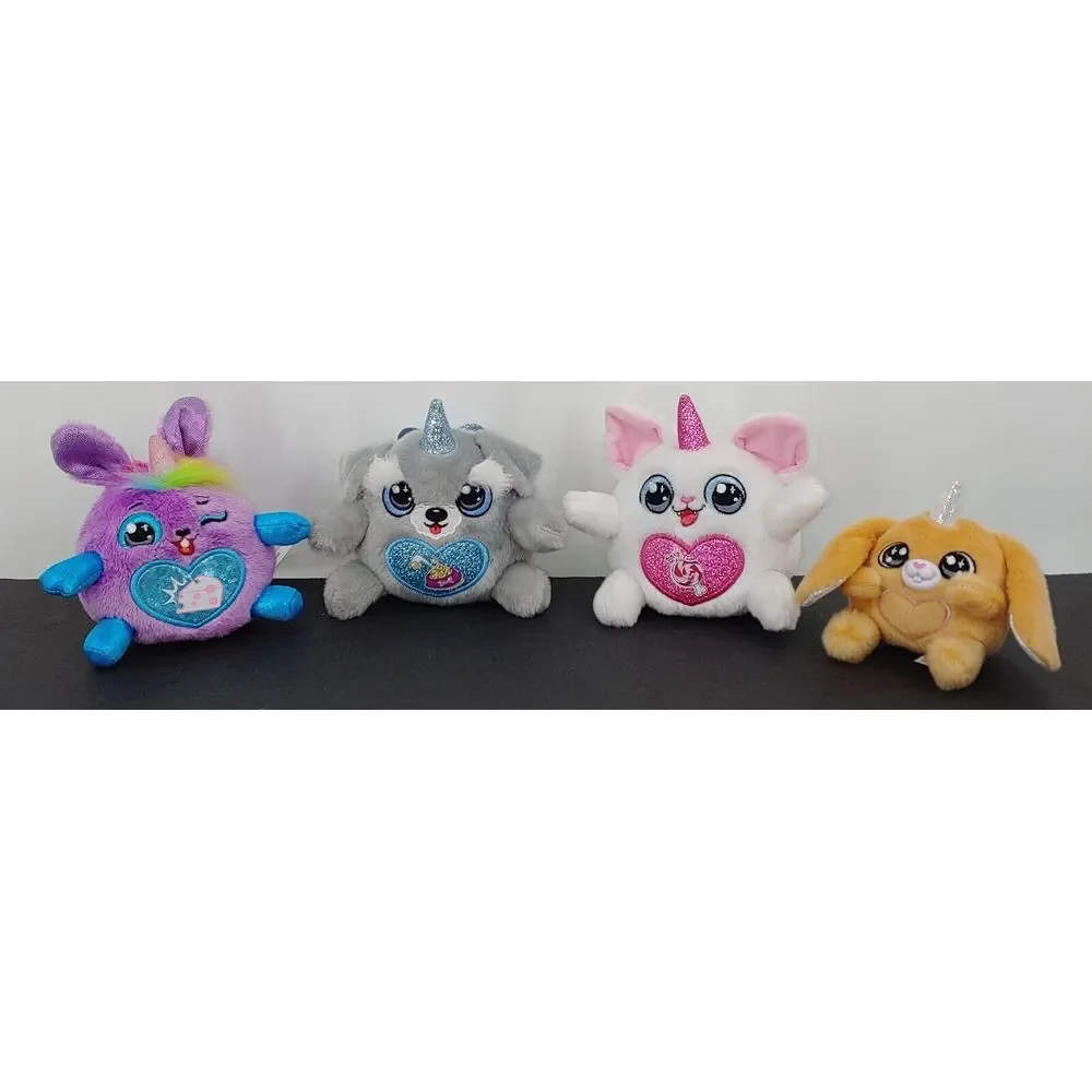 ZURU Rainbocorns Plush Dog Bunny Cat Small Stuffed Animals Lot Of 4 Wings Purple